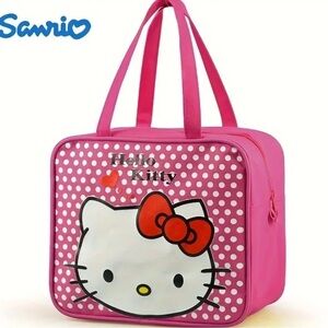 NWT Hello Kitty by Sanrio, Large Lunch Box for Girls, Adults PINK with Dots